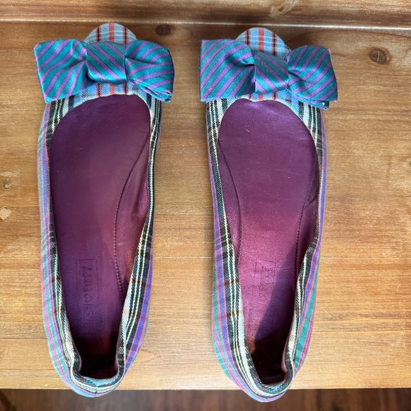 COACH Cambria Poppy Bow Plaid Tartan Flats Size 9 - Picture 2 of 4